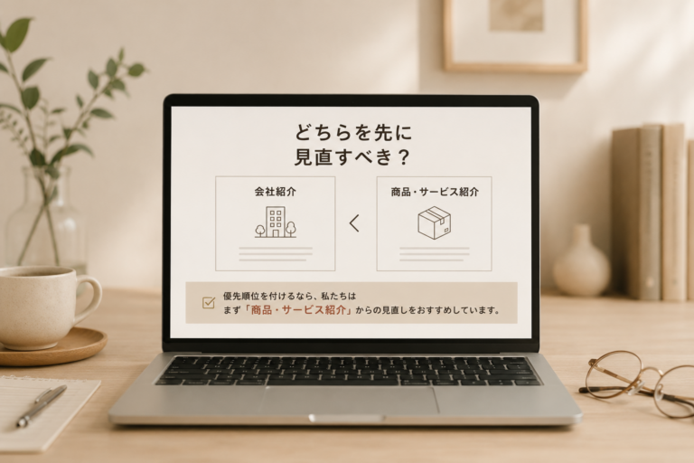 会社紹介と商品紹介どちらを先に見直すべき？